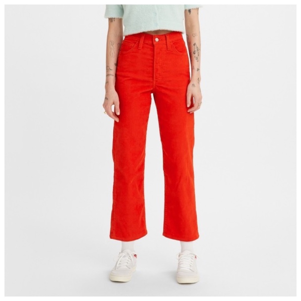 Sold🥀 Levi's Ribcage Straight Ankle Corduroy Jeans High Rise Valiant Poppy 25